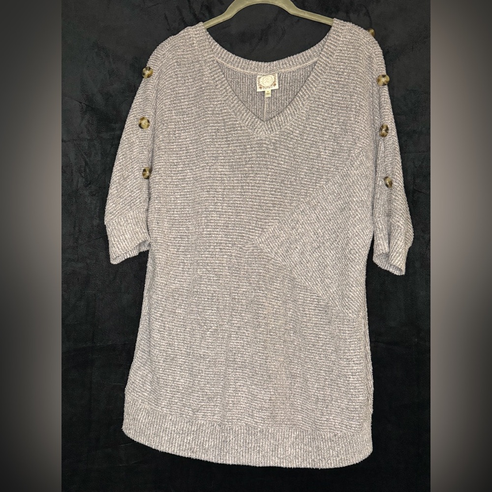 Light purple/gray colored Knit Sweater with Button Accents